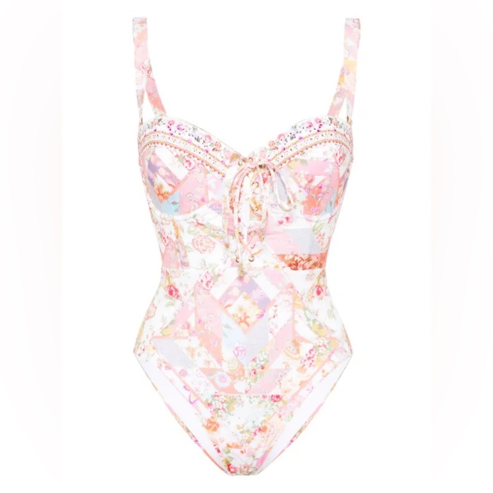 Camilla floral lace-up swimsuit